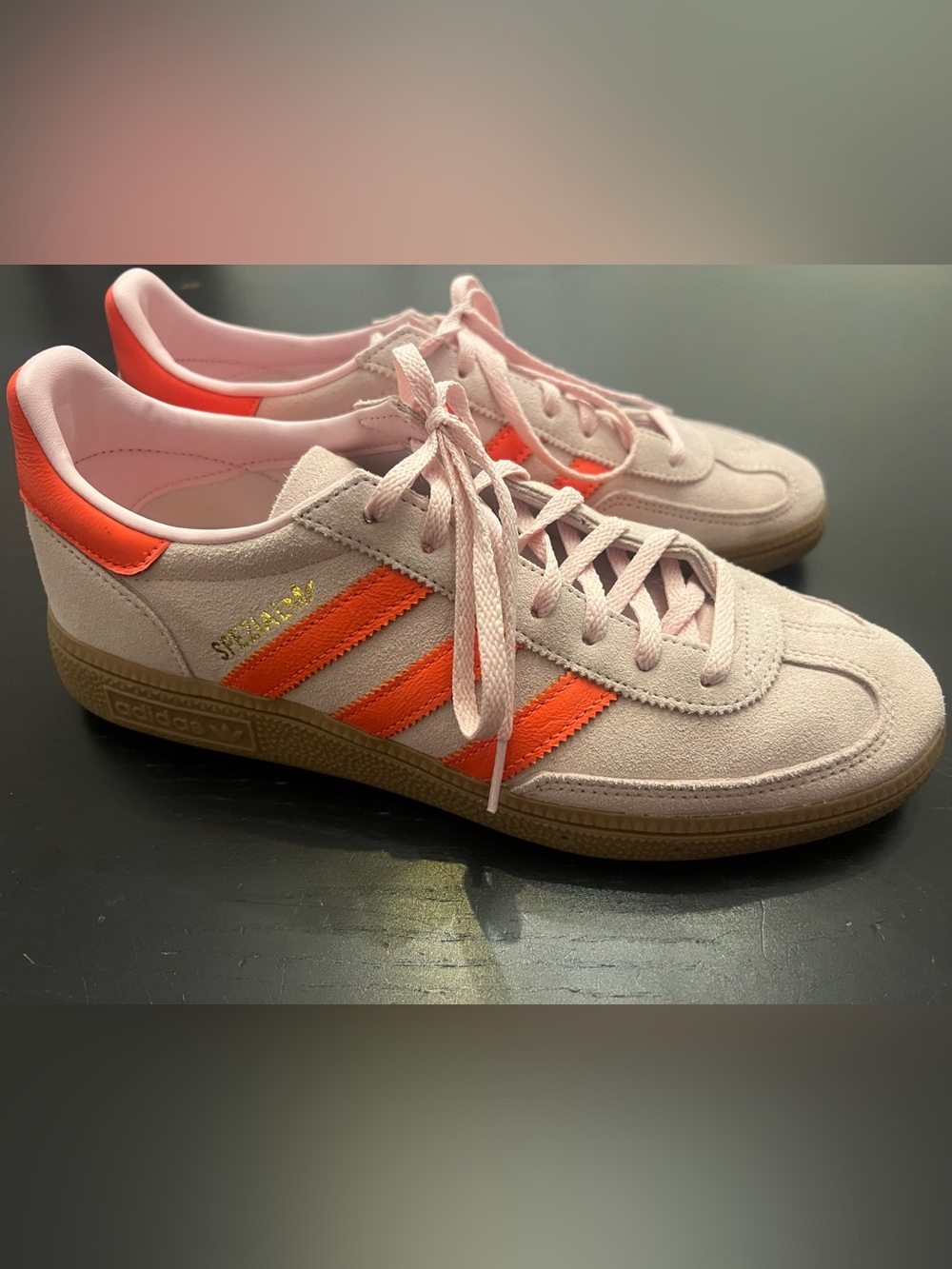 Adidas Women's Handball Spezial Sneakers - Pink with Orange Stripes